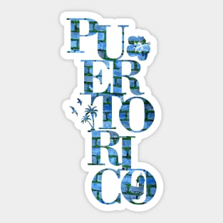 Puerto Rico San Juan Cobblestones Text Photography Garita Flower Palms Sticker